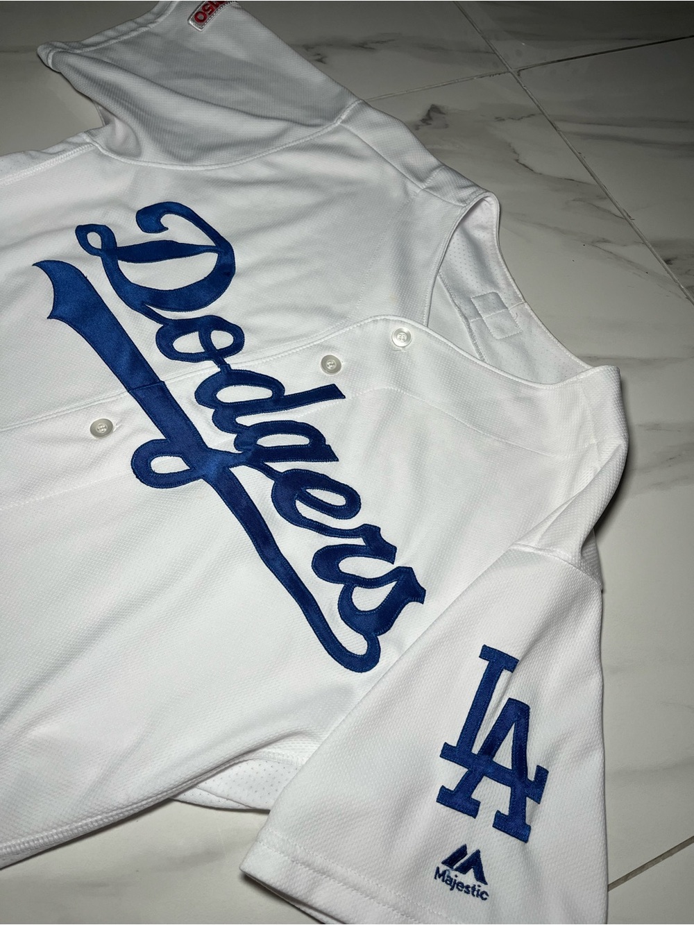 Vintage Majestic White & Blue Dodgers Baseball Jersey